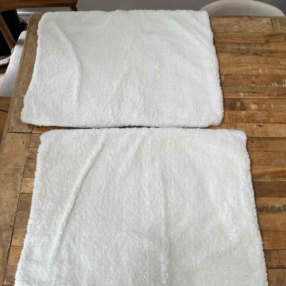 Pottery Barn Stewart Plaid Cotton Standard Sherpa Pillow Sham Pair
